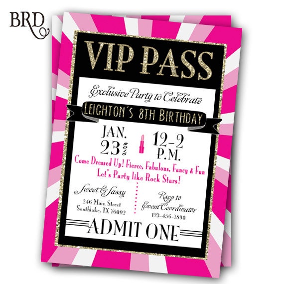 Vip Pass Birthday Invitations Free 2