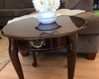 Queen Anne Style Round Cherry End Table