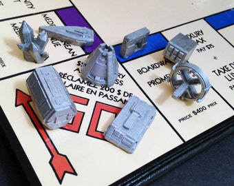 Custom 3D Printed Scifi Monopoly Game Tokens (Set of 8), Custom Monopoly Board Game Pieces, Scifi Tabletop Miniature,Scifi Board Game Tokens