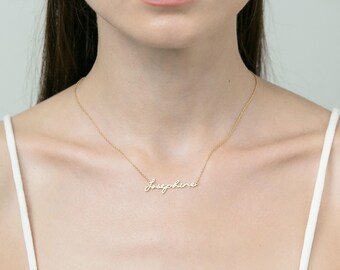 Custom Name Necklace with CZ stone - Personalized Name Necklace - Gold Name Necklace - Minimal Word Jewelry - Custom Word Necklace PN02SF62