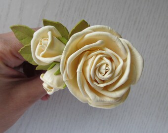 Peach Rose Hairpin Peach Floral Hair Pins Bridal Rose Hairpins Peach Wedding Hairpins Rustic Hair Pins Rustic Wedding Wedding Gift For Her