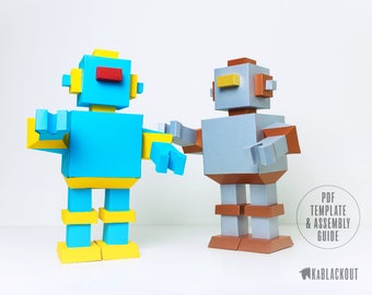 Robot Papercraft, Low Poly Robot, DIY Robot, Robot Sculpture, Robot Party Decor, Robot Bedroom Decor, Robot Theme - Printable PDF Template