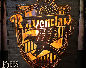 Harry Potter House Laser Cut Oak Lamp