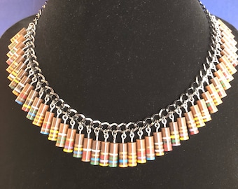 Vintage Electronics Necklace - Carbon Resistors Necklace - Egyptian - Beaded Necklace - Multi color - Avant Garde - Boho -