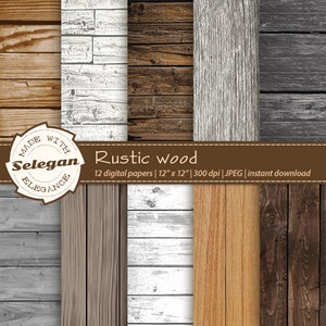 wood backdrop "Rustic Wood" digital scrapbook paper 12x12 printable wooden board texture nature sign pattern photography background download