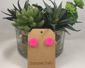 Chrysanthemum Earrings Hot Pink