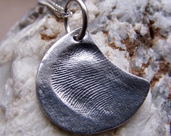 Fingerprint Necklace, Silver Fingerprint Jewelry, Fingerprint Pendant, Fingerprint Charm