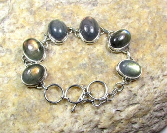 Labradorite Gemstones, Solid 925 Sterling Silver Jewelry Handmade Bracelet