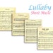 Printable LULLABY SHEET MUSIC - White Background , not aged - Digital Paper Pack - 4 Babies Lullabies Vintage Piano Printable Papers -