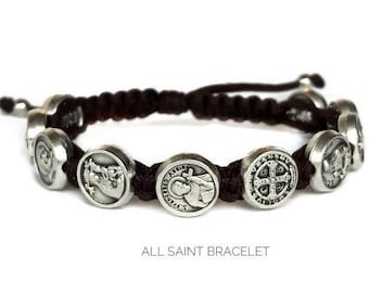 Saint Catholic woven bracelet, saints bracelet, catholic jewelry, religious medal, christian man bracelet, saint bracelet, catholic bracelet