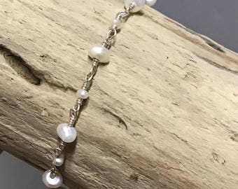 Pearl bracelet, Bridal Jewelry, Wedding Jewelry, Gemstone Bracelet, June Birthstone, Freshwater Pearl Bracelet
