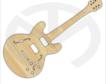 Unfinished Wood Laser Cut Electric or Bass Guitar, Ready to Paint, Music Room Decor, Various Sizes