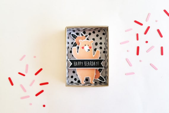 Happy bearday message box / Miniature Art / Diorama / 3d Art / Decorative Matchbox / Miniature paper diorama / Friend message