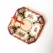 Vintage Japanese Ceramic Serving Dish Hand Painted Gold Red Orange Navy Black Floral Design