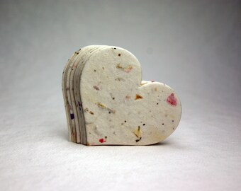Large Recycled Fiber Seed Paper Hearts 2.85"w x 2.5"h Wildflower Natural Recycled Fibers #17s for Weddings or Events