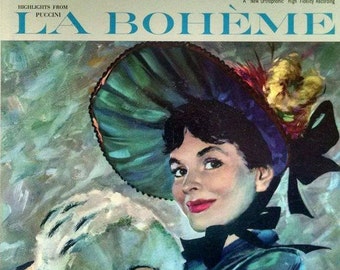 La Boheme Opera LP, 1956 RCA Vintage Vinyl Record of highlights. Prized historic performance, terrific condition, great classical music gift
