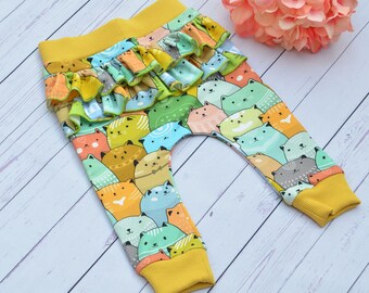 Adorable baby ruffle pants, Baby harem pants, girls leggings, gurls ruffles, toddler leggings, cute girls outfit,baby gift, girls clothing