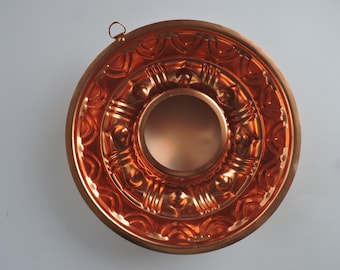 Antique Copper Jello Mold ~ Jello Mold ~ Copper Mold ~ Farmhouse Jello Mold ~ 8 1/2" ~ Bundt Pan ~ Wall Hanger ~ Round Jello Mold