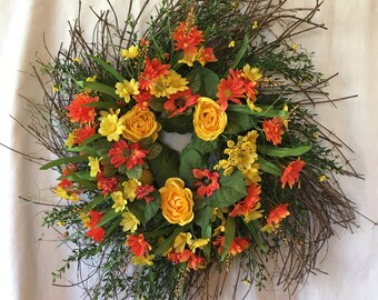 Spring Door Wreaths - Front Door Wreaths - Summer Front Door Wreath - Spring Wreaths For Front Door - Summer Wreaths - Summer Door Wreath