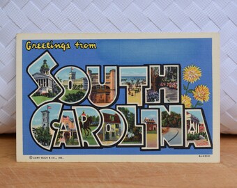 Vintage South Carolina Linen Postcard