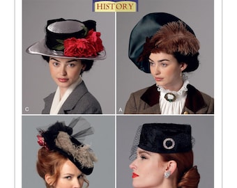 Butterick Pattern 6397-Steampunk Victorian Costume Cosplay-Pillbox-Beret- Hats One size