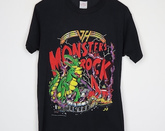 Van Halen Shirt Vintage tshirt 1988 Monsters of Rock Tour Concert Tee 1980s Sammy Hagar Alex Eddie Michael Anthony Heavy Metal Rock Band