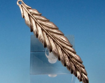 Feather Pendant, Matte Silver Rhodium AS348