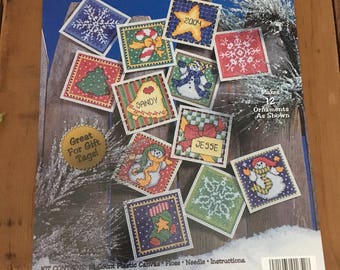 Christmas Destash, Tree Ornament Kit Plastic Canvas Needlepoint Ornament Kit, Design Works Cross Stitch, Holiday Cross Stitch Holiday Crafts