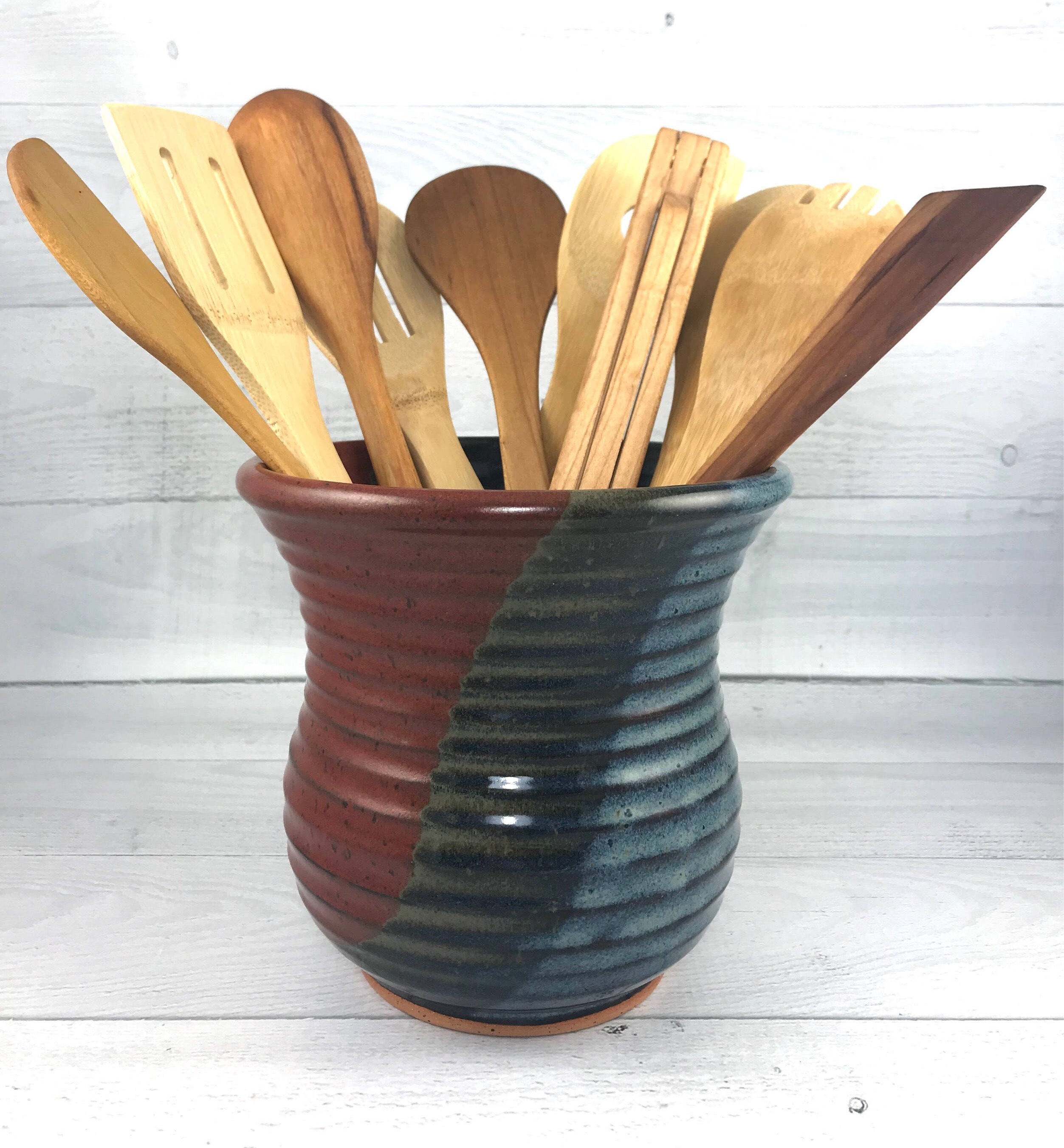 Utensil Jar Pottery Spoon Jar Spoon Holder Ceramic Utensil