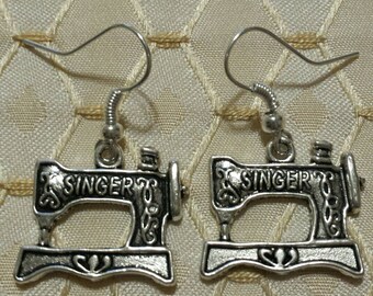 Singer Sewing Machine Earrings Crafter Seamstress