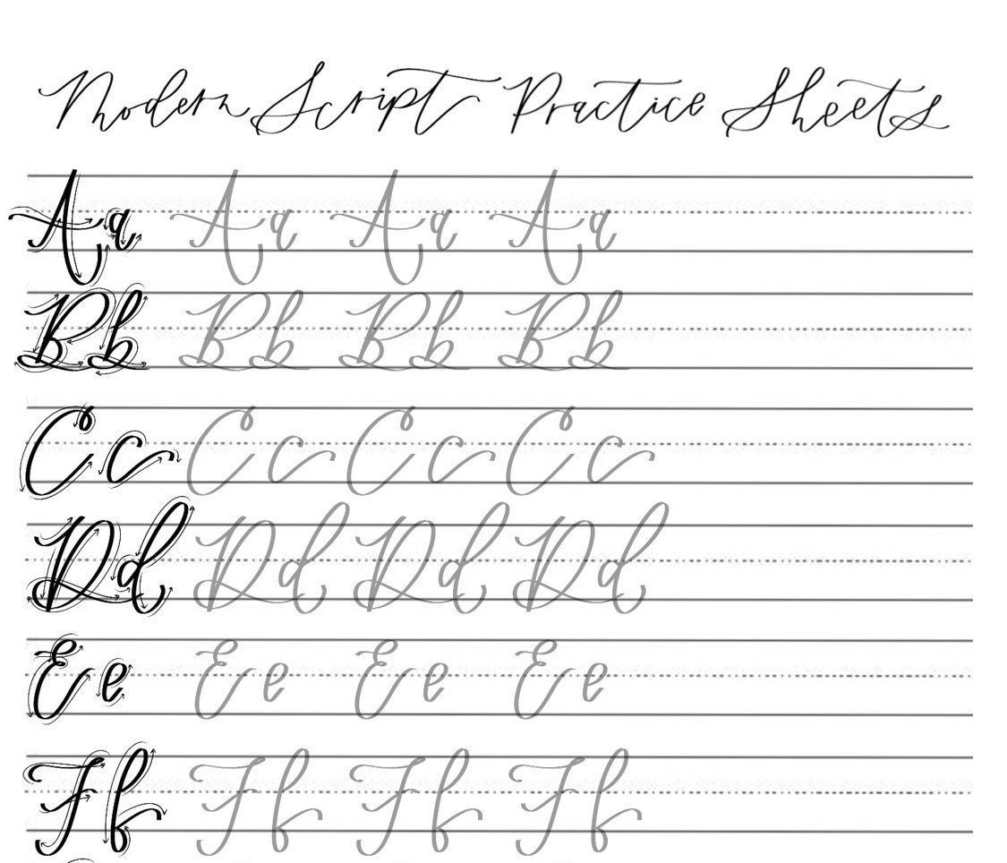 Quick Modern Script Practice Sheets Lowercase & Uppercase