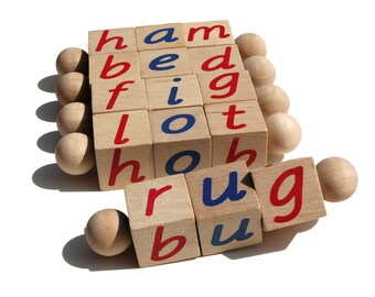 The Original Montessori Phonetic Reading Blocks an Eco Friendly Educational Toy - Language Work