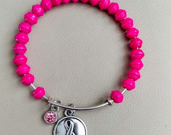 Pink breast cancer awareness bangle