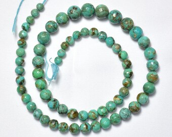 16 Inches Strand Natural Arizona Turquoise, Sleeping Beauty Turquoise Beads, Faceted Round Beads, Arizona Turquoise, 5mm - 8.5mm