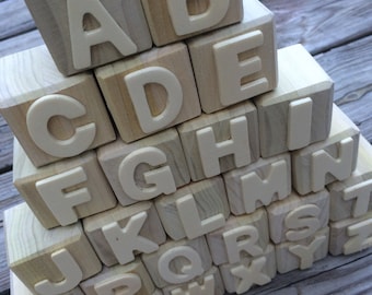Alphabet Blocks, ABC Blocks, Wooden Letters, DIY Wooden Blocks, Unfinished Wooden Blocks, Wooden Toy, Baby Shower Activity,