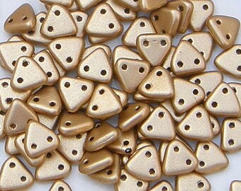CzechMate Triangle, Matte Metallic Flax, 2 Hole Bead, (K0171), 50 count