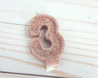 Rose Gold Glittered Number Candles