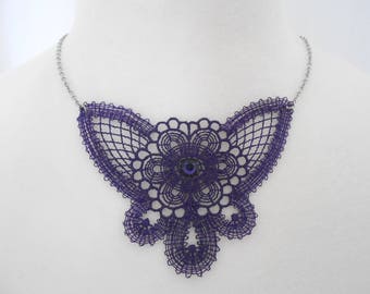 lace necklace with stainless steel chain