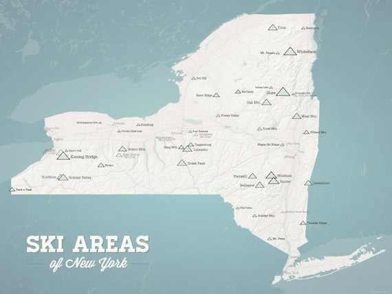 New York Ski Resorts Map 18x24 Poster