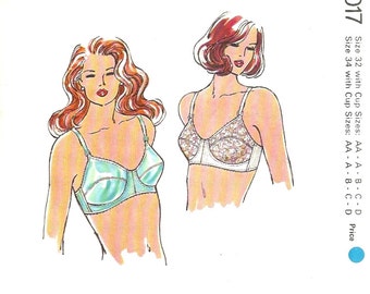 Kwik Sew 1017 1980s Misses Designer Bra Pattern Womens Vintage Lingerie Sewing Pattern Size 32 AA - 34 D Uncut