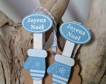 Linen glove 2 x Christmas snowflake clip