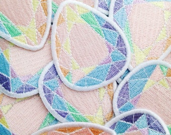 Rainbow Pastel Gem Stone Patch - Iron On Patch - Pastel Patch - Rainbow Patch