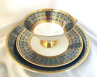 Vintage midcentury W Bavaria Ornament tea cup trio