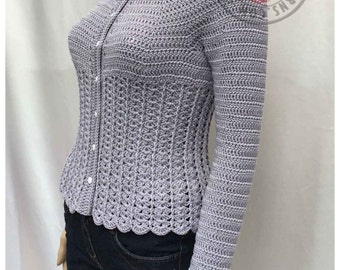 Kamila Fitted Cardigan - Size S, M, L, XL, 2XL, 3XL - Crochet PDF Pattern