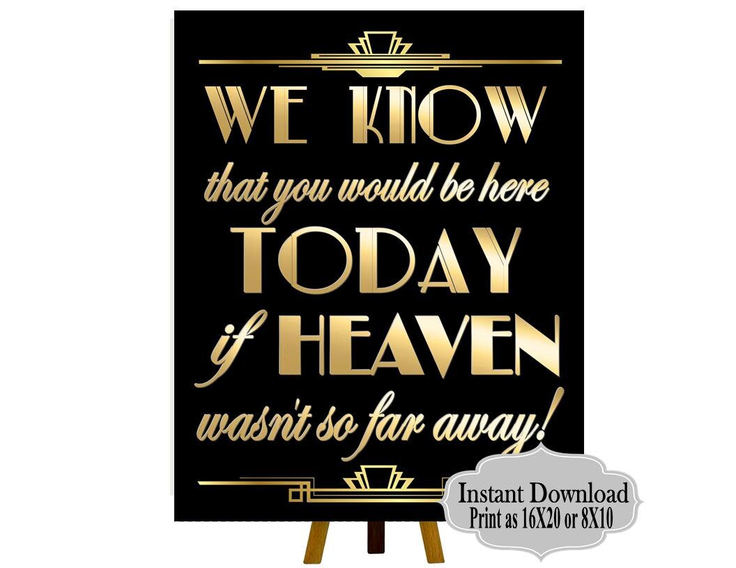 Great Gatsby PRINTABLES Memorial Table Sign We Know You Great Gatsby PRINTABLES Memorial Table Sign We Know You