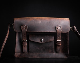 Leather purse leather satchel in brown color satchel bag messenger bag shoulder bag crossbody bag womens satchel satchel purse leather bag