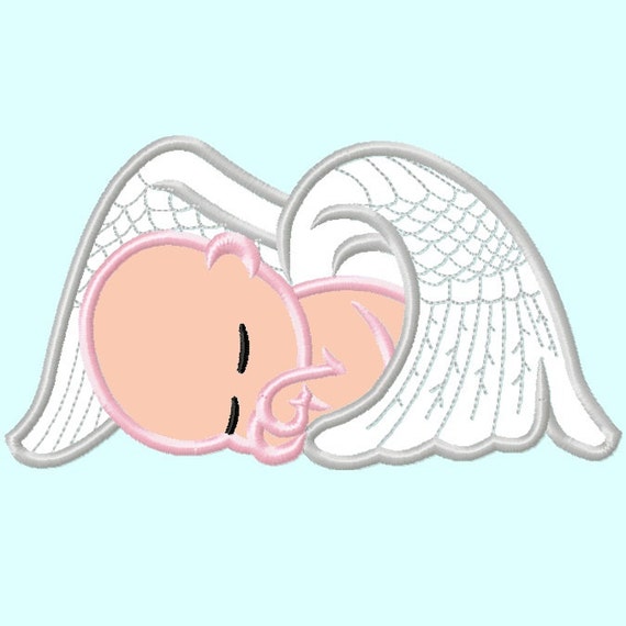 Baby angel applique embroidery design 4 sizes instant Baby angel applique embroidery design 4 sizes instant