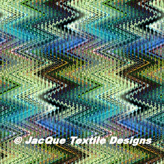 Hand Created Multi Zig Zag Missoni Like Pastel Velvet Upholstery Fabric Fiber Art Modern Fabric
