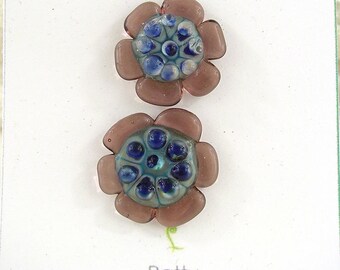 Glass Button Set / Art Glass / shank style button / decorative button / lampwork button / glass jewelry clasp