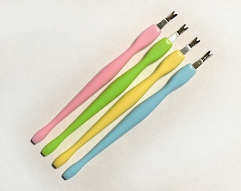 Nail Cuticle Pusher + Cutter Tool Pink Green Yellow Blue Nail Art Manicure Professional Edge Decoration Pen Tool For All Type Of Nails